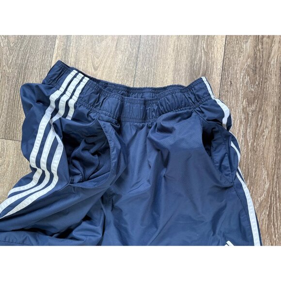 ADIDAS MEN'S TACK PANTS SIZE XL NAVY WHITE STRIPES WINDBREAKER PULL ON - Picture 3 of 9